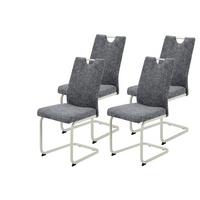 Schwingstuhl-Set Tivoli S 4er-Set - Dunkelgrau/Creme, MODERN, Textil/Metall (45/98/59cm) - MID.YOU