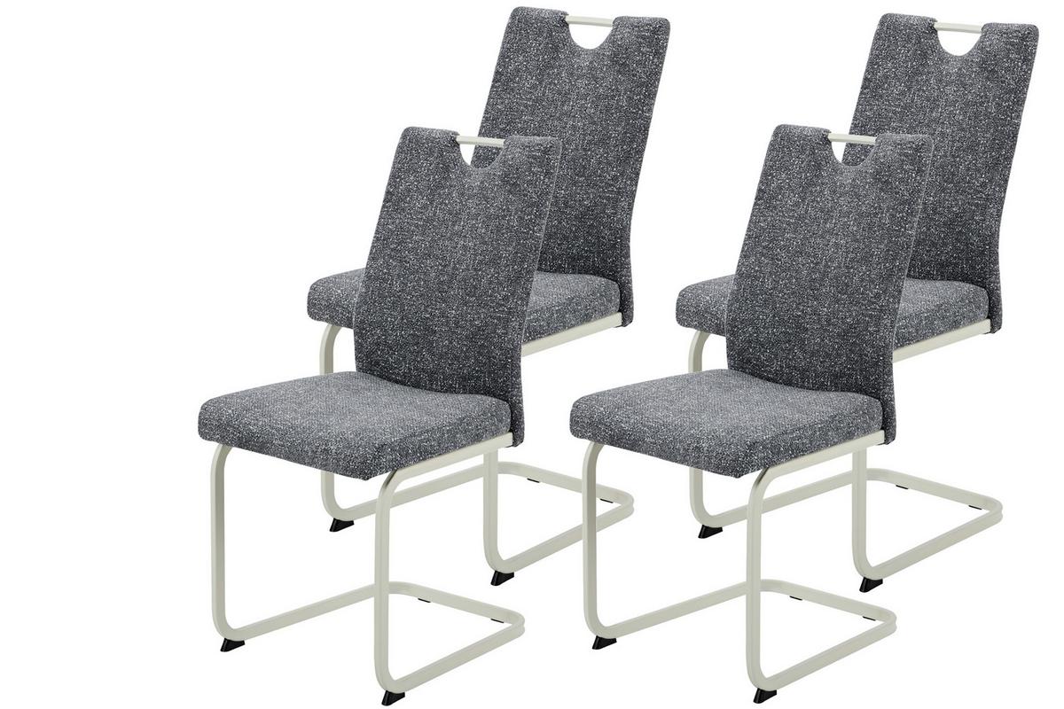 Schwingstuhl-Set Tivoli S 4er-Set - Dunkelgrau/Creme, MODERN, Textil/Metall (45/98/59cm) - MID.YOU