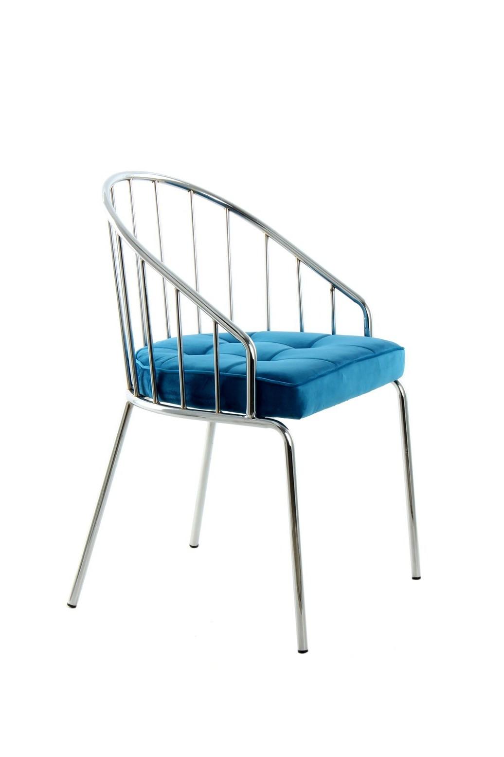 ŽIDLE PALMA 100 - modrá/barvy chromu, Design, kov/textil (51/83/51cm) - Kayoom