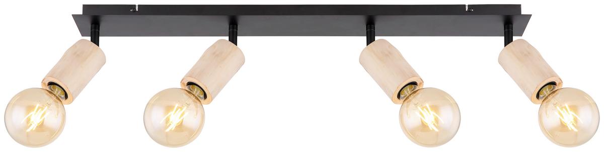 Strahler 54032-4 4-flammig Verstellbar L: 80 Cm - Schwarz/Naturfarben, Basics, Holz/Metall (80/10/18cm) - Globo