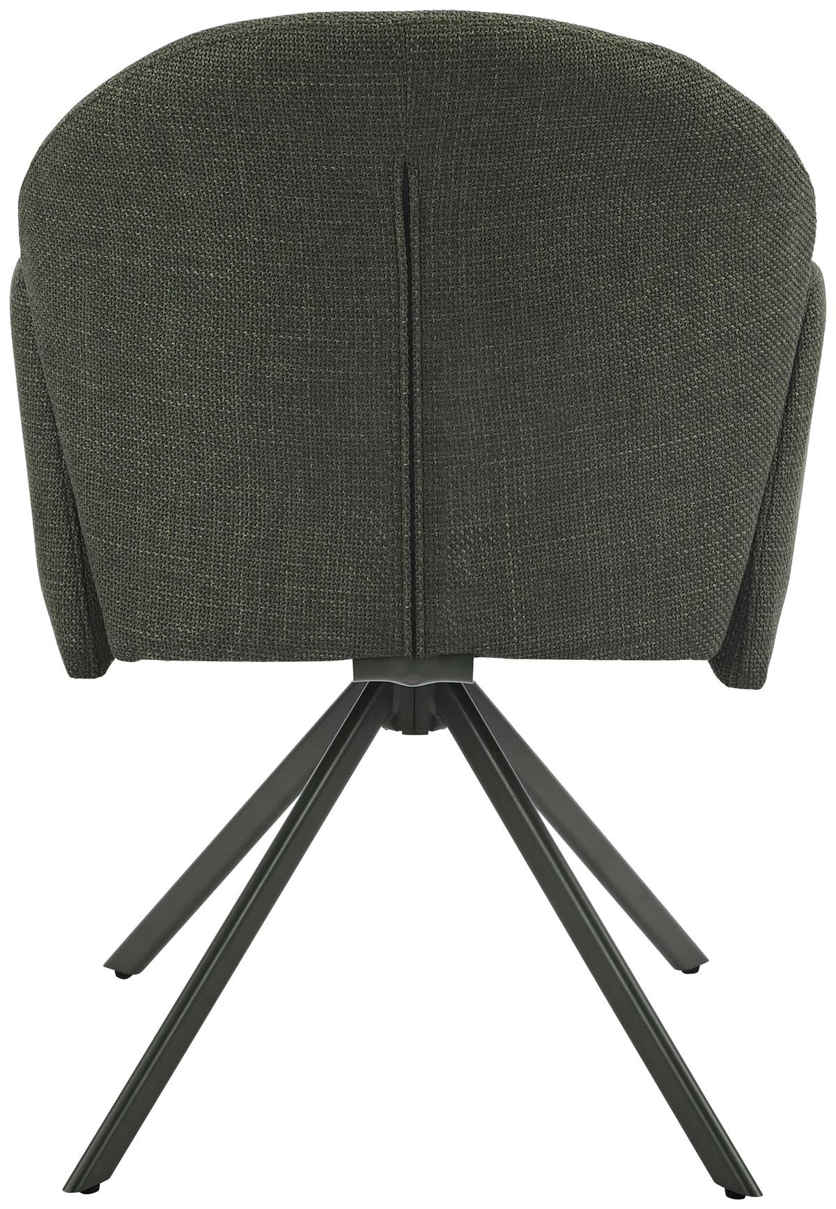 Armlehnstuhl Holly drehbar Webstoff Moosgrün, B: 56,5 cm - Grün, MODERN, Textil/Metall (56,5/61/84cm)