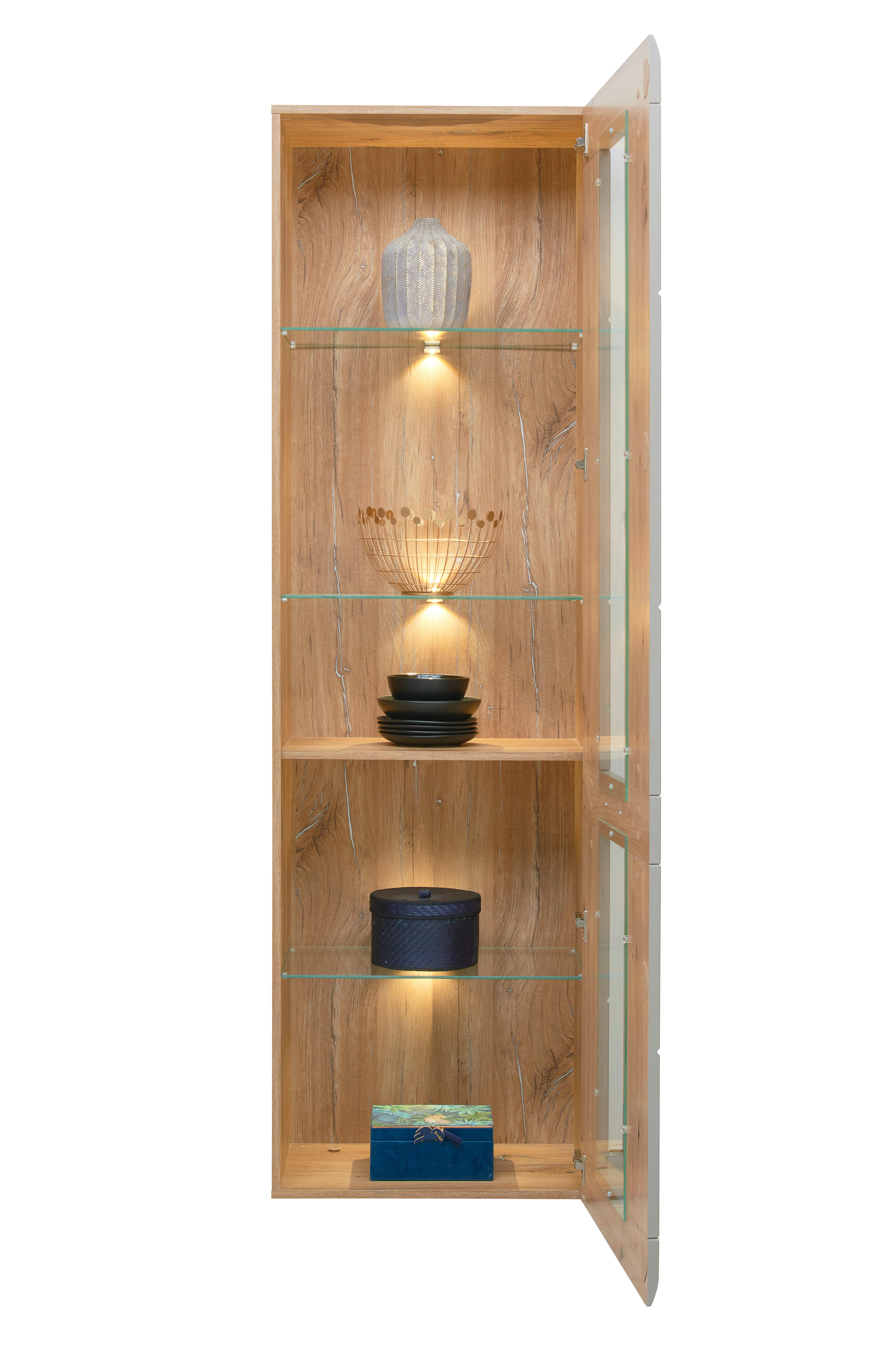Vitrine Auris B: 60 cm Eiche/Basalt - Grau, MODERN, Glas/Holzwerkstoff (60/204,2/37,1cm) - Luca Bessoni