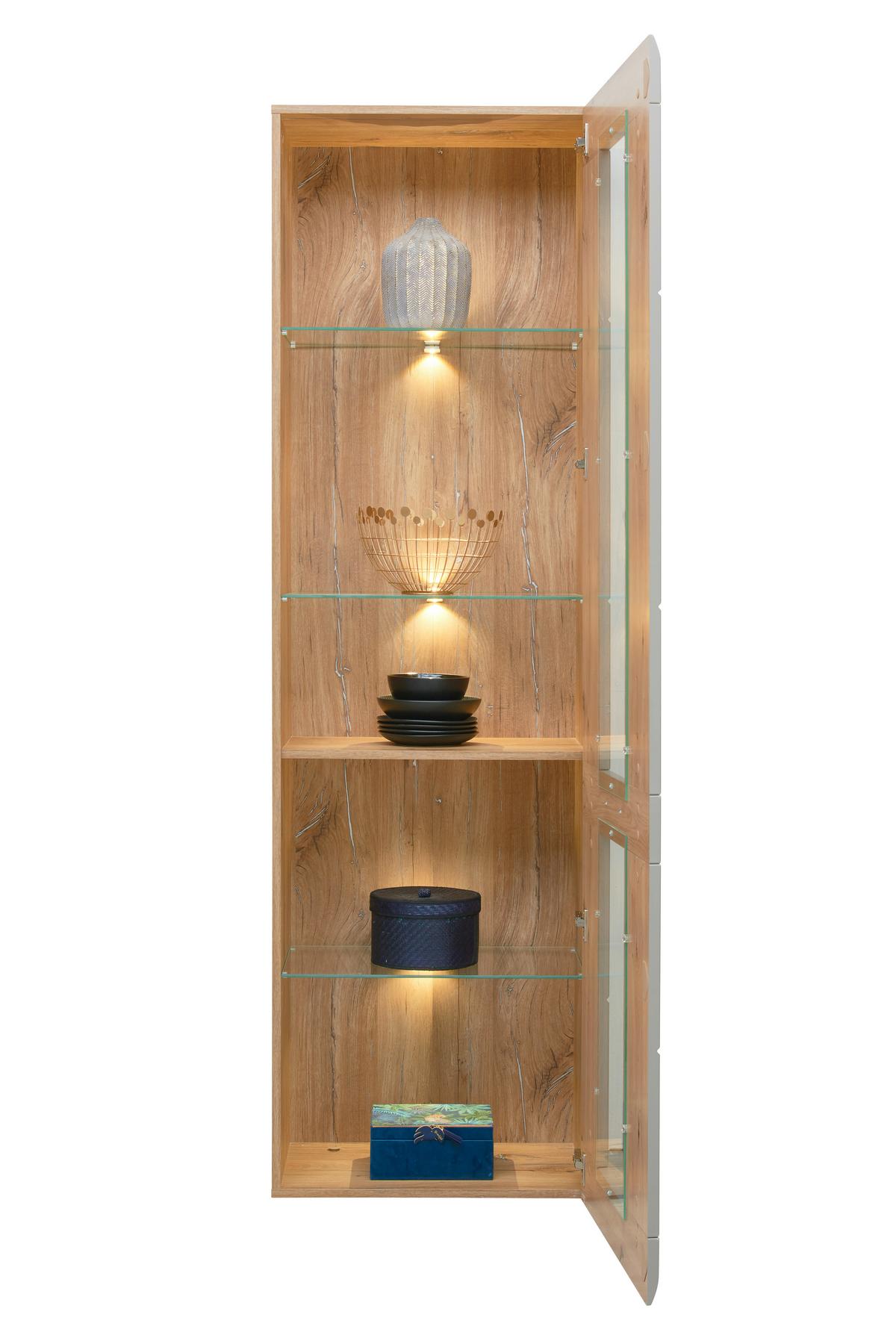 Vitrine Auris B: 60 Cm Eiche/basalt - Grau, MODERN, Glas/Holzwerkstoff (60/204,2/37,1cm) - Luca Bessoni