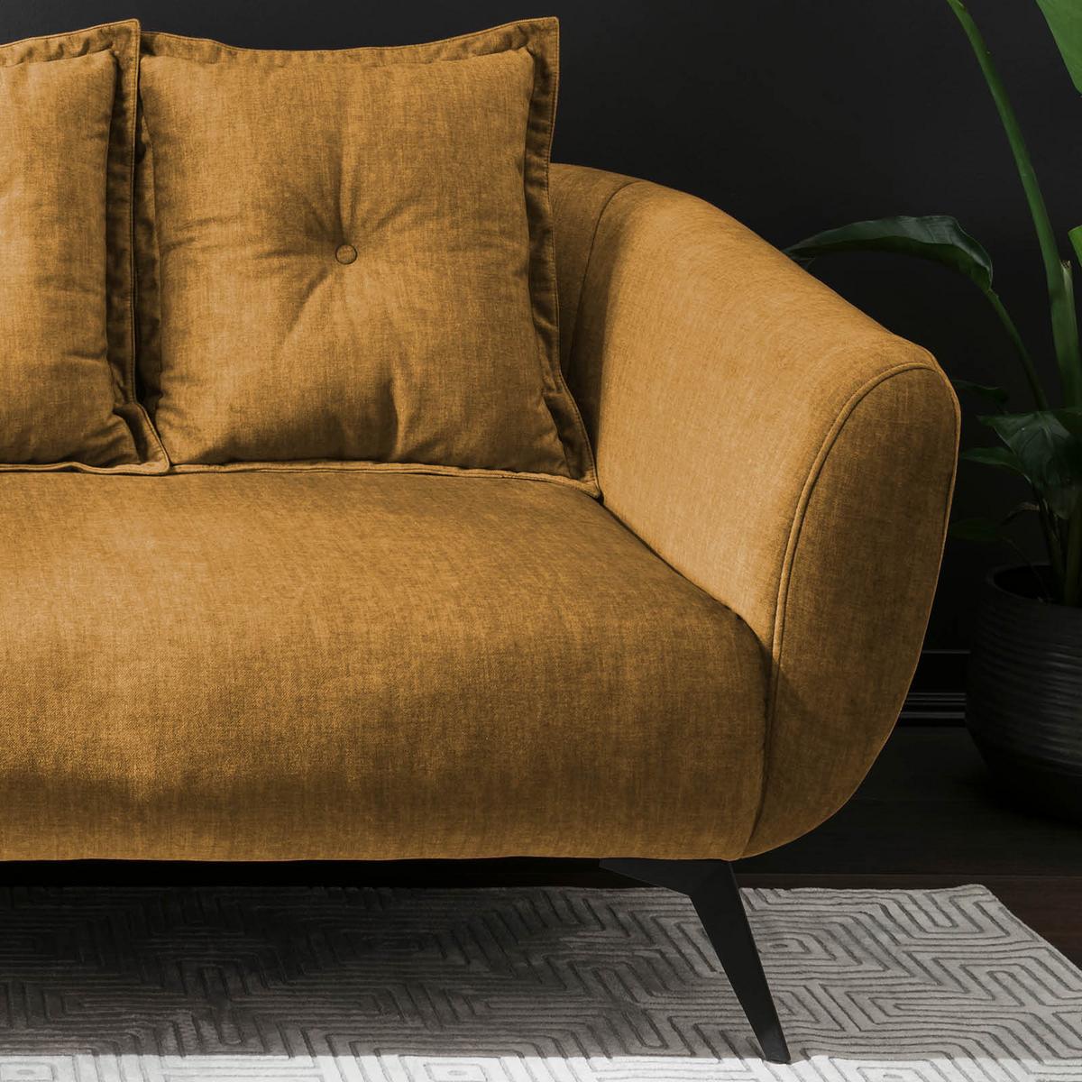 2,5-sitzer-sofa Baggio Mit Kissen Koralle - Gelb/Multicolor, MODERN, Holz/Textil (196/94/103cm) - Livetastic