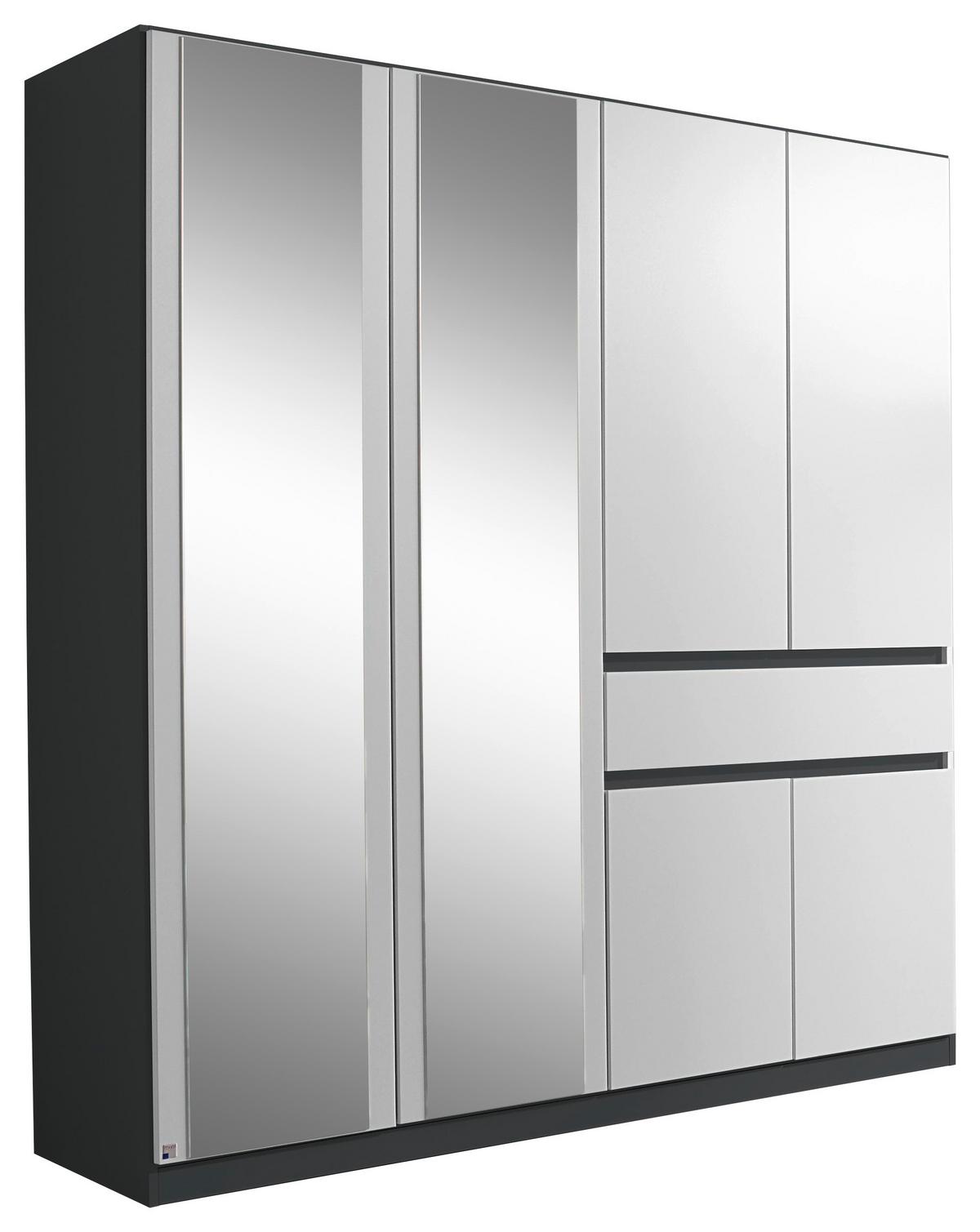 Drehtürenschrank Mit Spiegel + Lade 181cm Tübingen, Grau/weiß - Weiß/Grau, Design, Glas/Holzwerkstoff (181/197/54cm) - Rauch Möbel