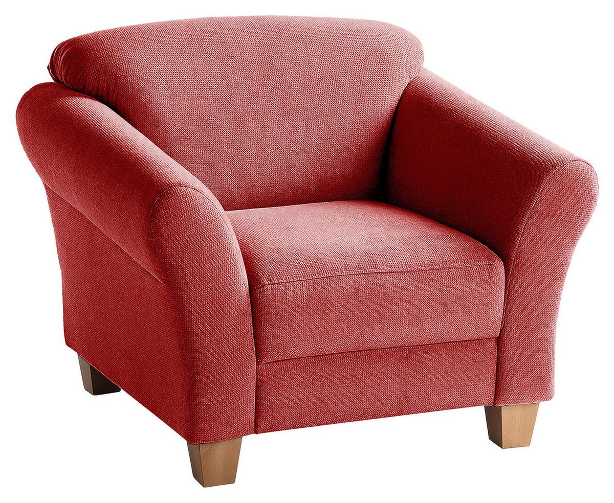 Sessel Gotland rot Rücken echt, 101x84x89 cm - Rot/Naturfarben, KONVENTIONELL, Textil (101/84/89cm) - Sit & More
