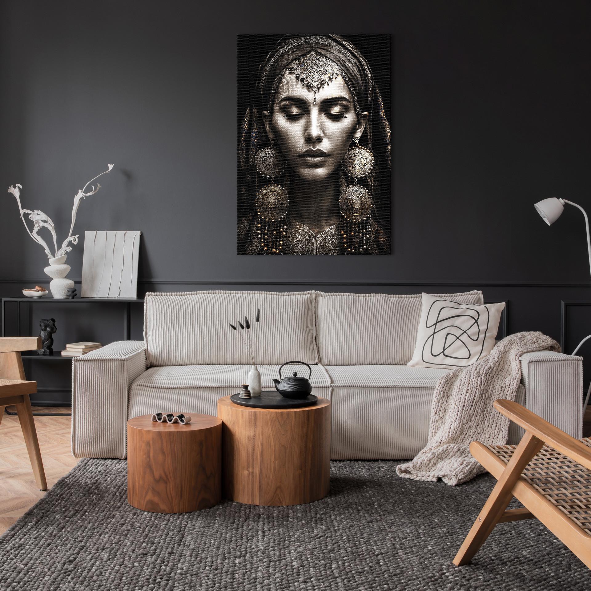 MALBA NA PLÁTNĚ SILVER - černá/barvy stříbra, kompozitní dřevo/textil (80/120cm) - Premium Living