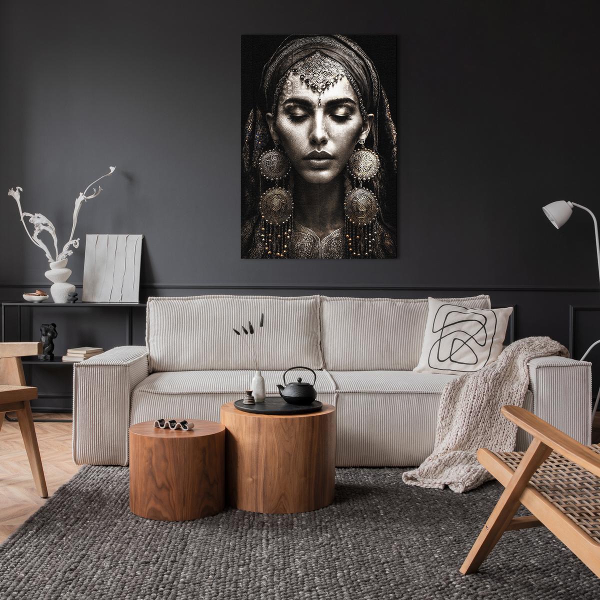 MALBA NA PLÁTNĚ SILVER - černá/barvy stříbra, kompozitní dřevo/textil (80/120cm) - Premium Living