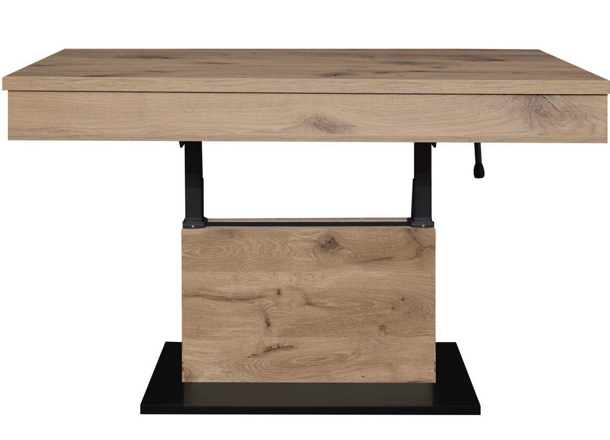 Couchtisch Lift Eichefarben/schwarz B: 110 Cm - Eichefarben/Schwarz, Design, Holzwerkstoff/Metall (110/58-77/60cm) - MID.YOU