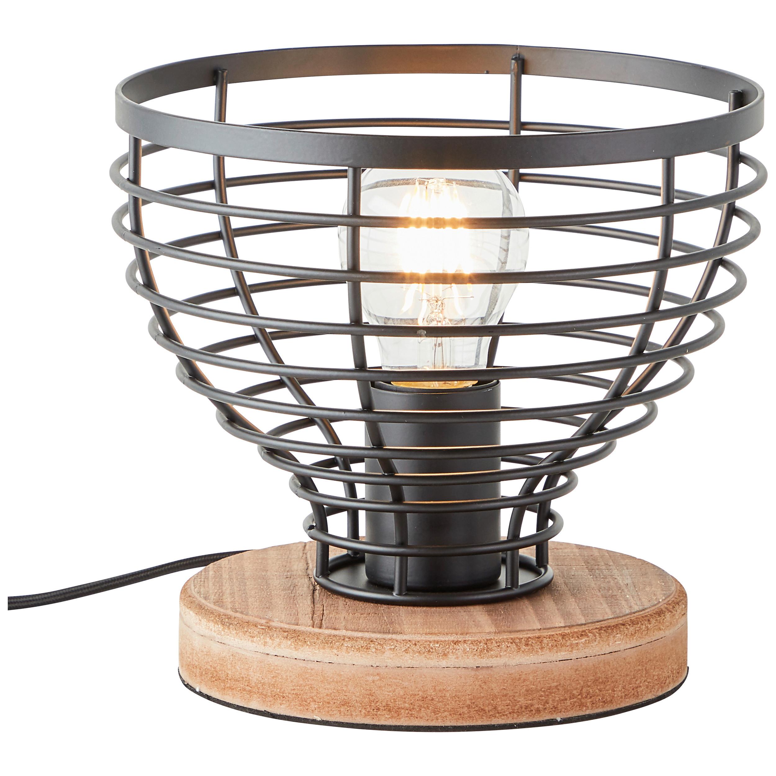 Tischleuchte 93153/76 Avia - Schwarz/Braun, Natur, Holz/Metall (20/18,5cm) - Brilliant