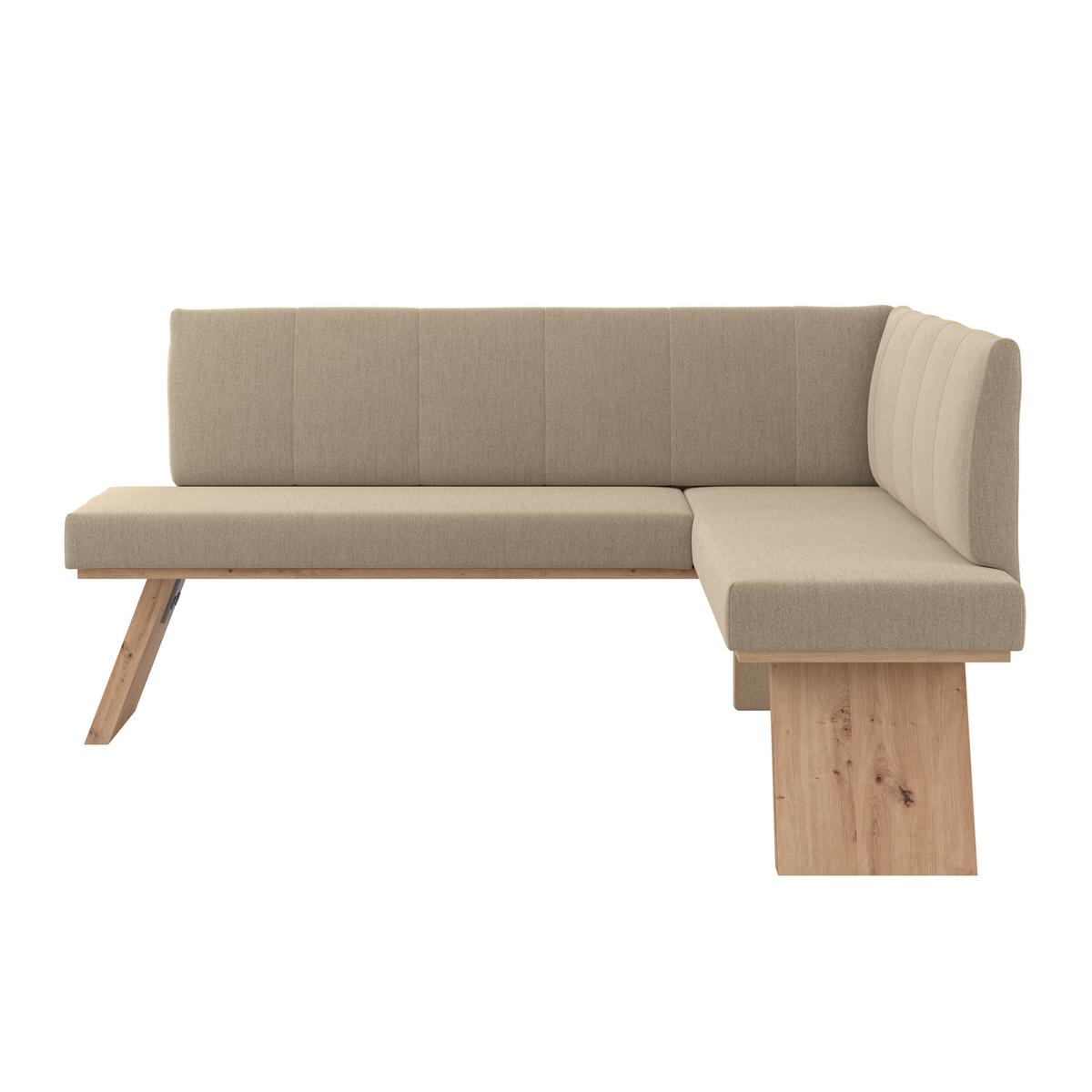 Eckbank Emma Ii Webstoff Beige, B: 140 Cm - Eichefarben/Beige, KONVENTIONELL, Holzwerkstoff/Textil (160/140cm)