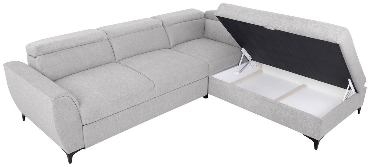Ecksofa Lapis Hellgrau S: 255/217 Cm - Hellgrau/Schwarz, KONVENTIONELL, Textil (255/217cm) - MID.YOU