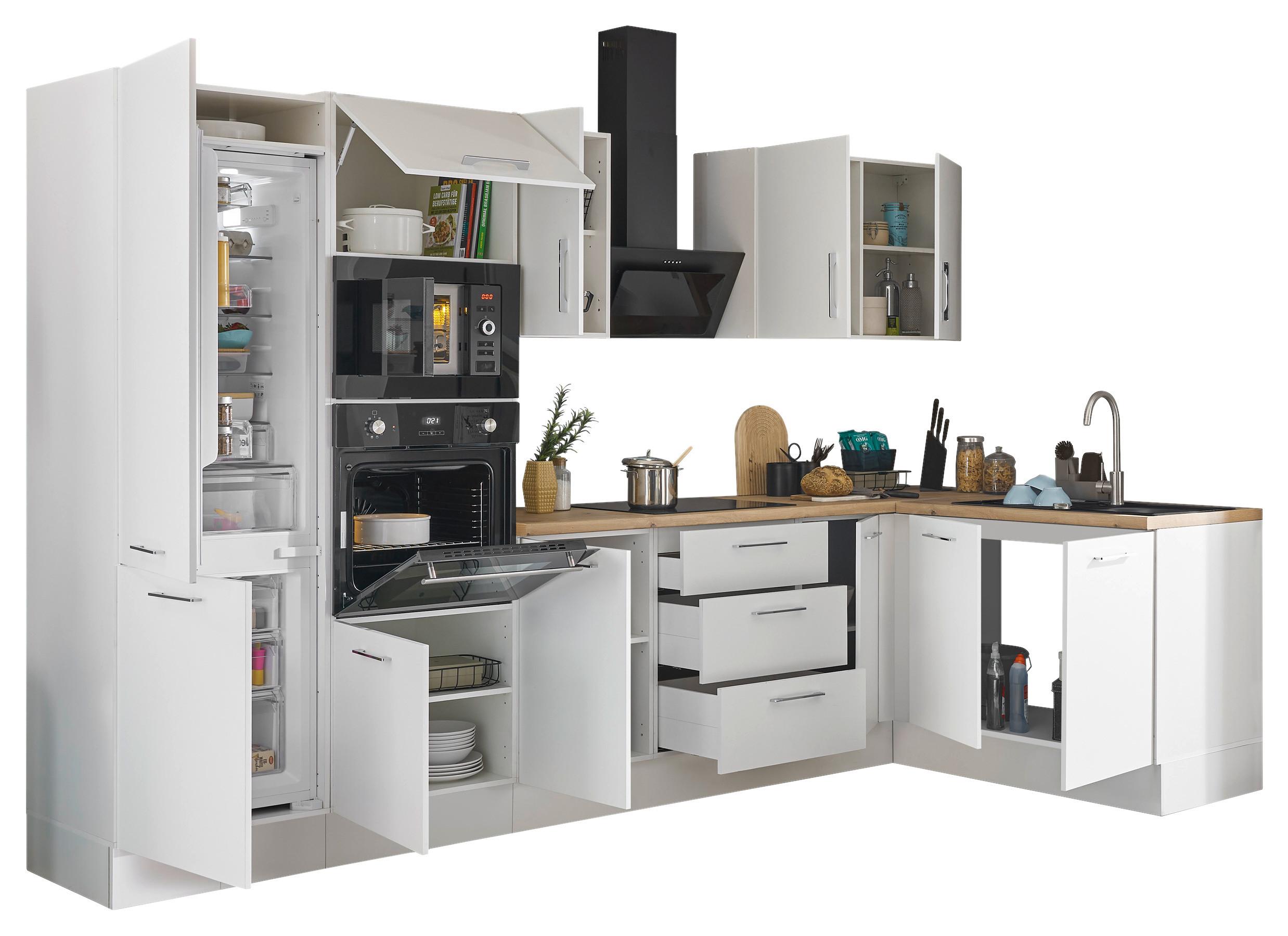 Eckküche Turin Weiss/eiche Dekor 330x165 Cm - Weiß/Eiche Artisan, Basics, Holzwerkstoff (330/165cm) - MID.YOU