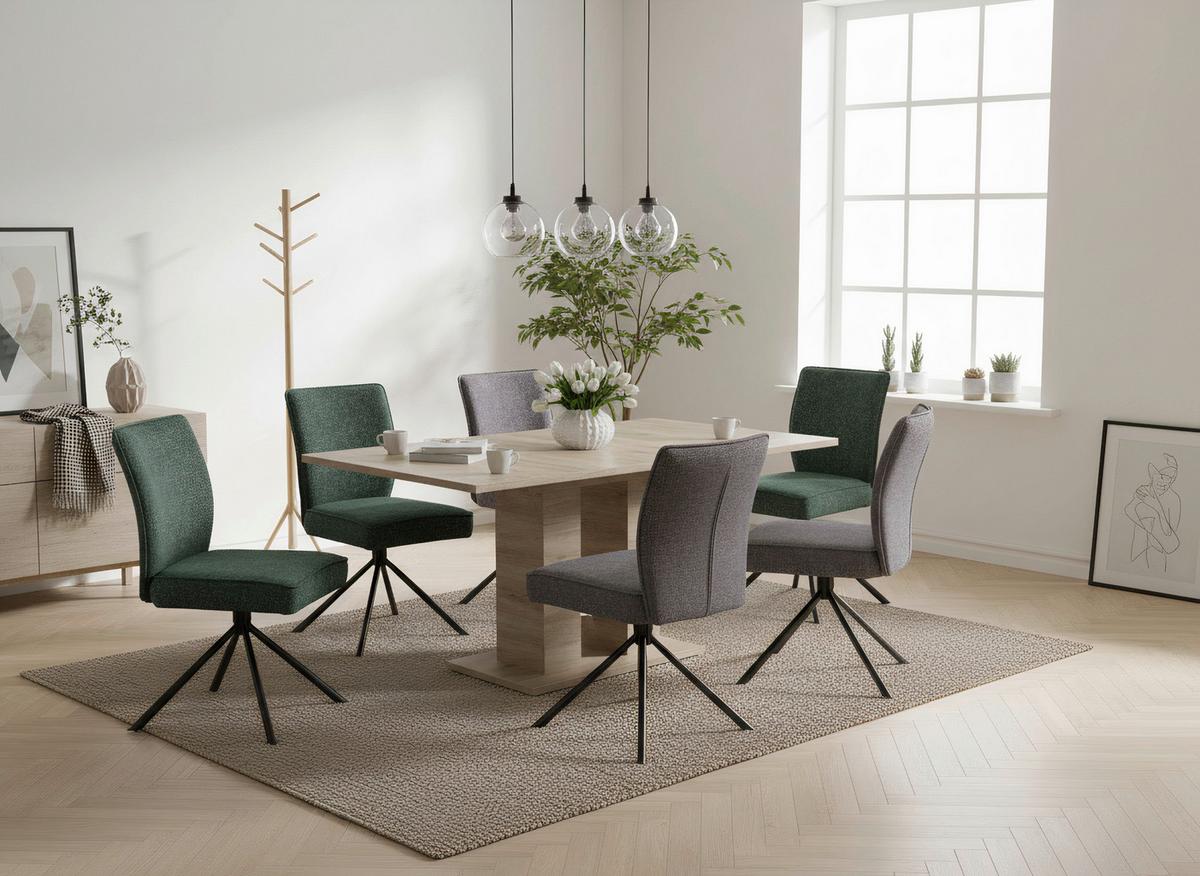 Stuhl Ellen Webstoff Grün, B: 49 Cm - Schwarz/Grün, MODERN, Textil/Metall (49/91/66cm)