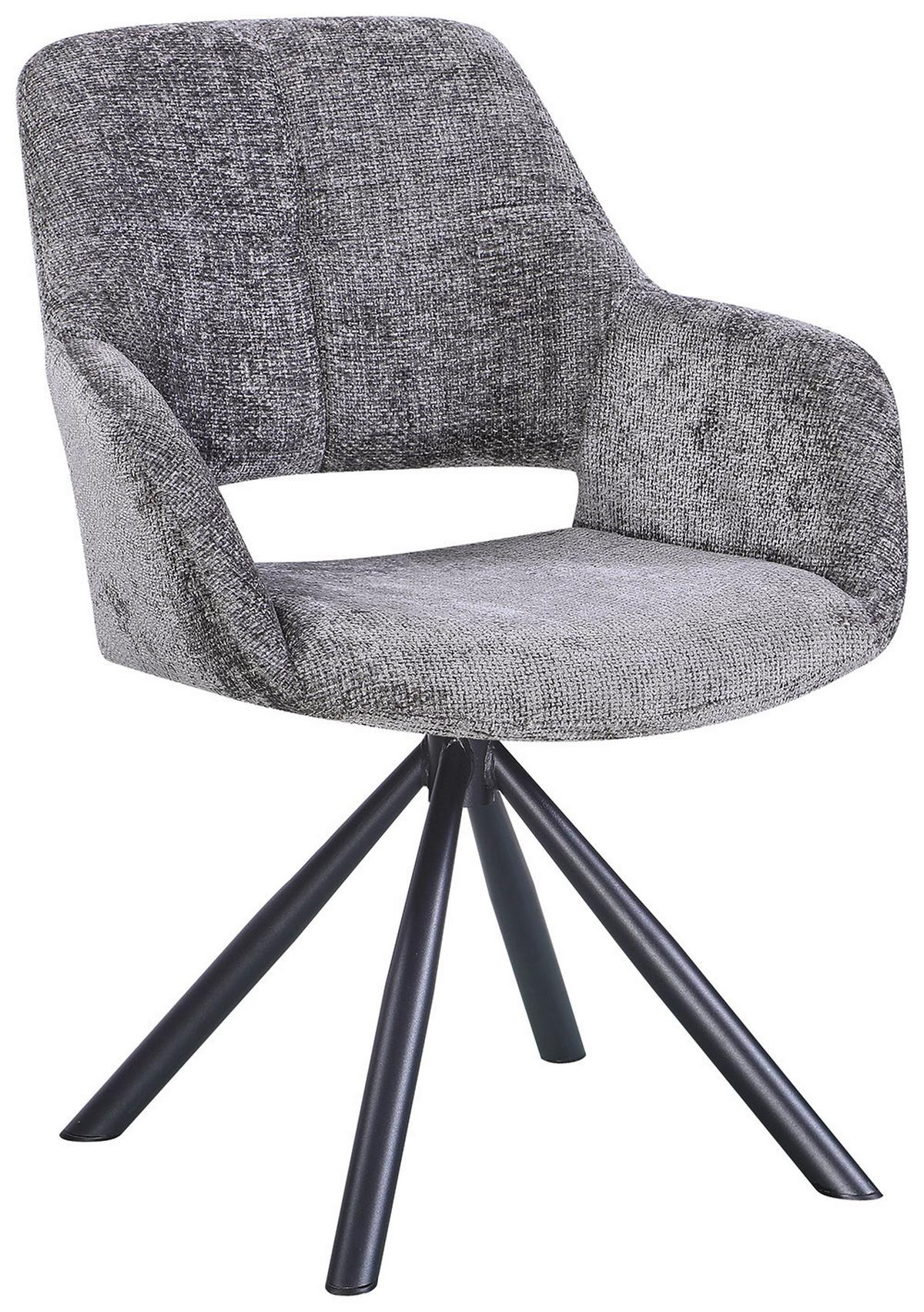 Stolička s podrúčkami Bello sivá/čierna - čierna/sivá, Modern, kov/textil (66/85/66cm) - Mömax