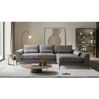 Ecksofa Berlin Cord Grau 313x172 cm - Schwarz/Grau, Design, Textil (313/172cm) - P & B