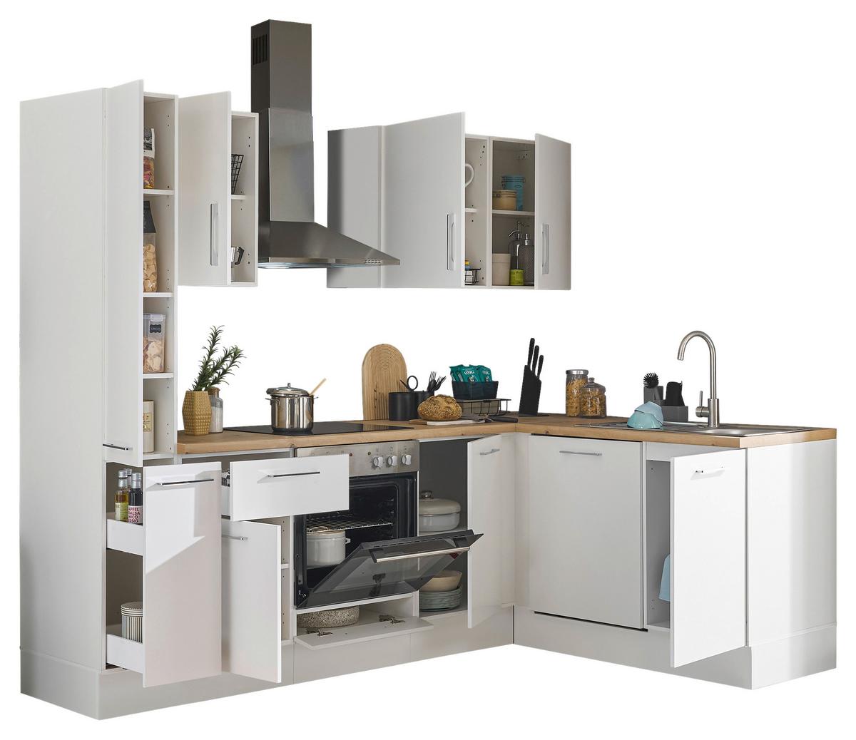 Eckküche Turin Weiß/Eiche Dekor 250x175 cm - Weiß/Eiche Artisan, Basics, Holzwerkstoff (250/175cm) - MID.YOU