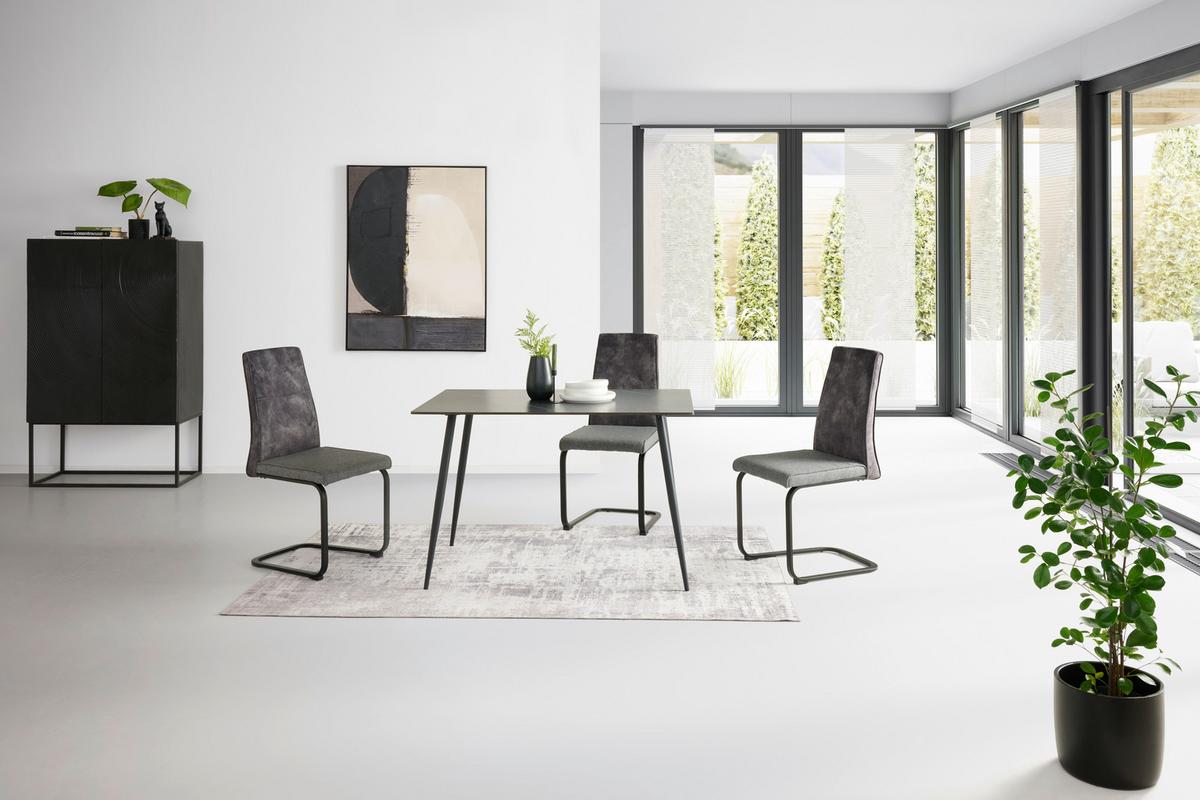 Esstisch Levi Keramik Schwarz, B: 120 cm - Schwarz, KONVENTIONELL, Keramik/Metall (120/76/80cm) - P & B