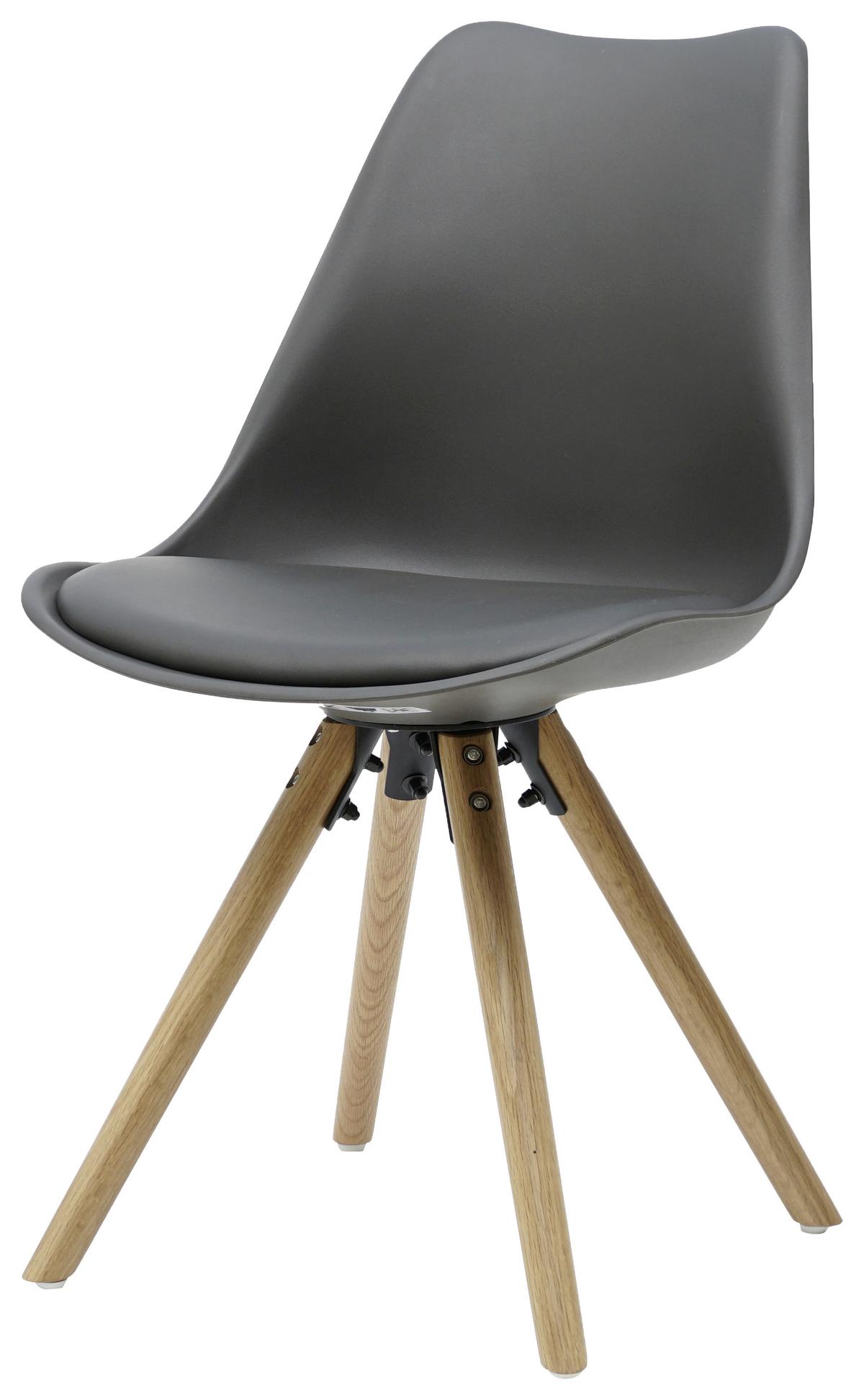 Jedálenská stoličky Lilly, s drevenými nohami, sivá - sivá/farba duba, Modern, drevo/plast (48/81/57cm) - Mömax