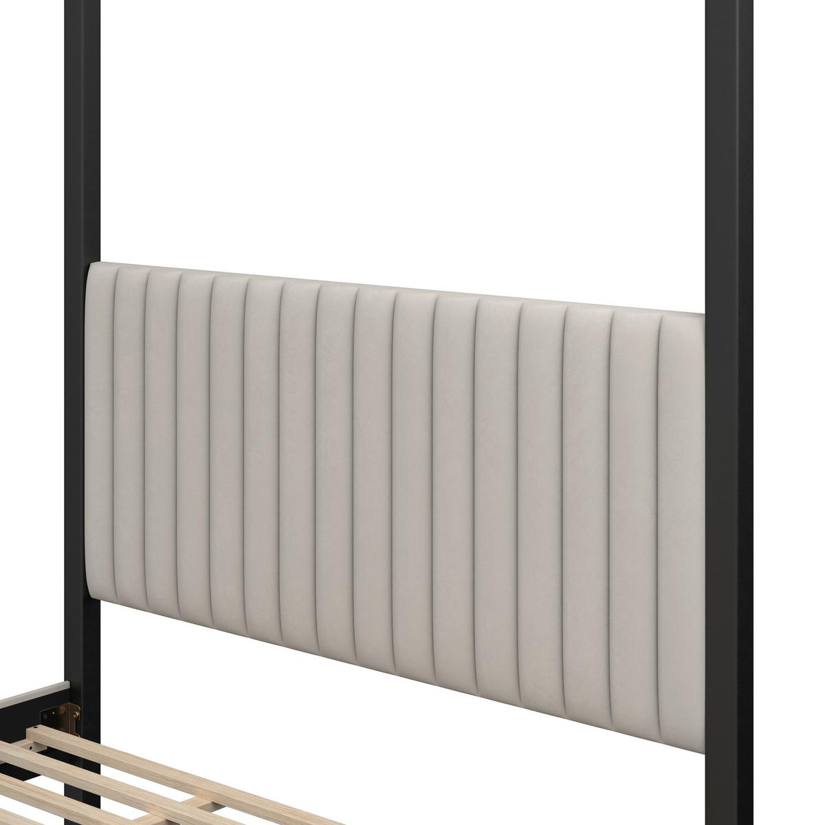 Čalúnená posteľ MONA 180x200, béžová - svetlohnedá/čierna, Modern, kov/drevo (180/200cm) - Bessagi Home