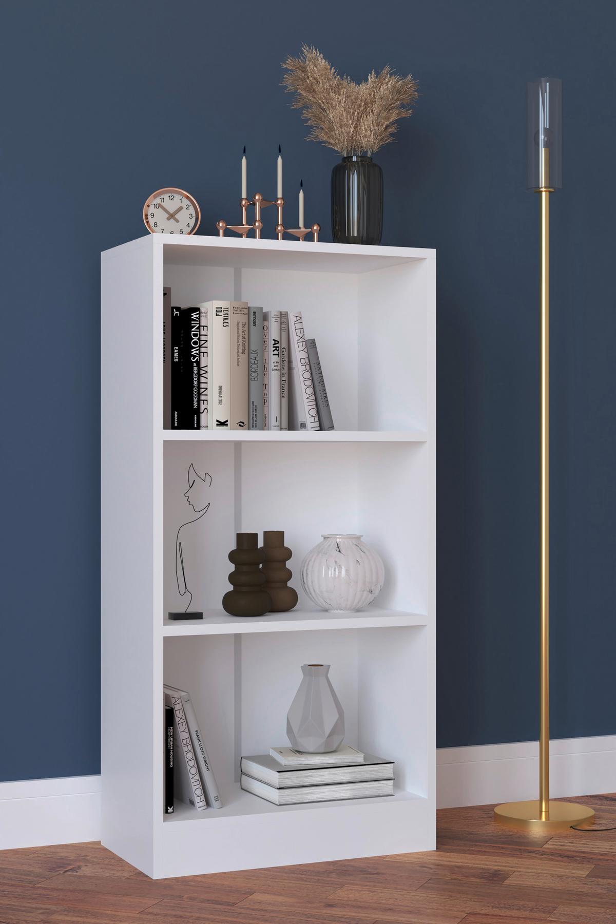 Regál Dilos š: 56 cm, bílý - bílá, Moderní, kompozitní dřevo (56/114/30cm) - MID.YOU