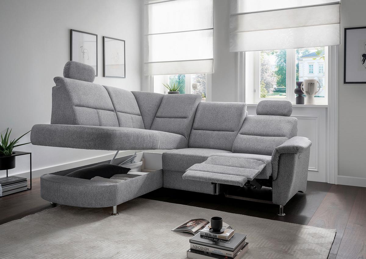 Ecksofa Mit Stauraum Parole Silberfarben Chenille - Chromfarben/Silberfarben, KONVENTIONELL, Textil (184/231cm) - Livetastic