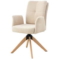 Armlehnstuhl Matei Webstoff Beige, B: 60 Cm - Beige/Naturfarben, KONVENTIONELL, Holz/Textil (60/94/66cm) - Livetastic