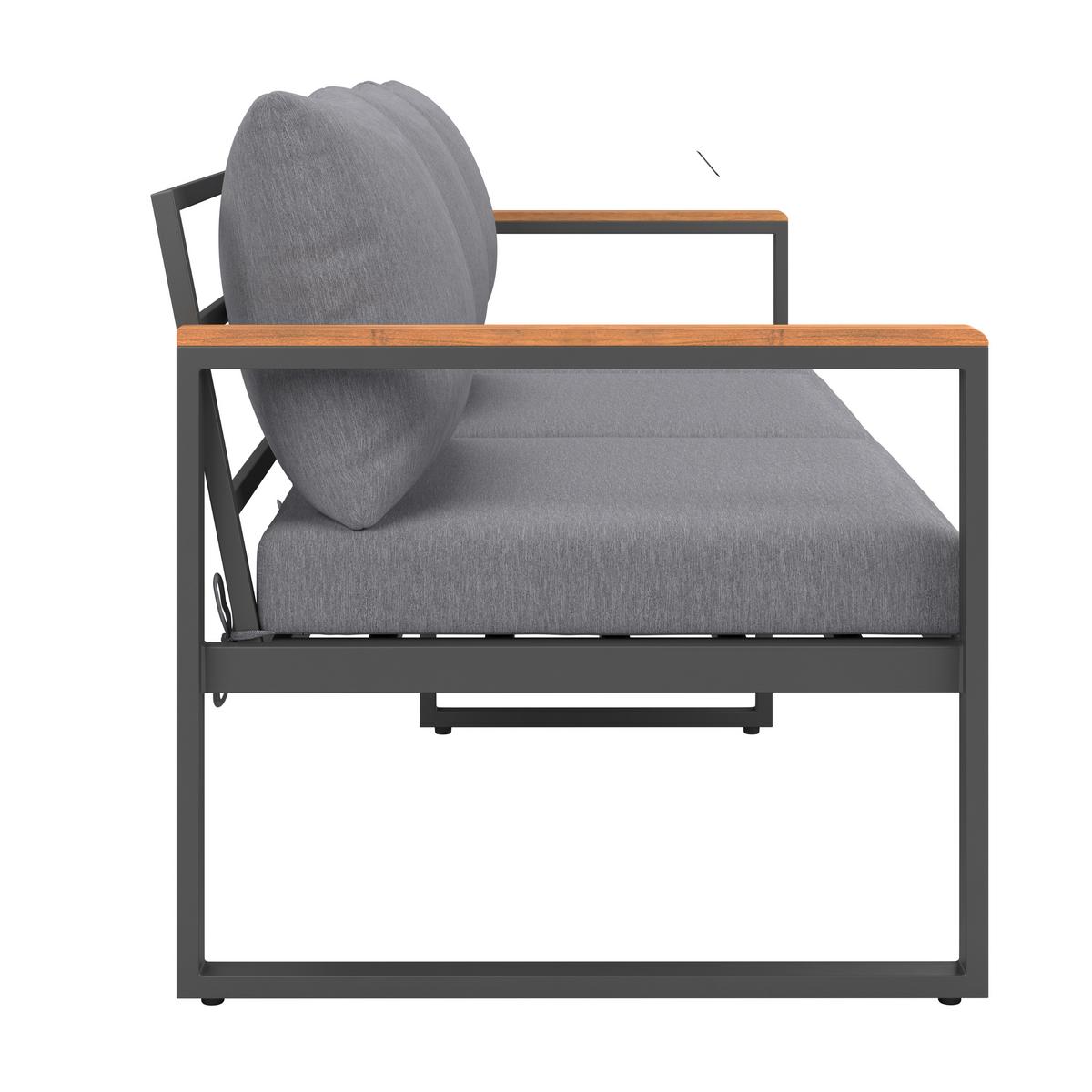 Loungegarnitur Acapulco - Weiß/Grau, MODERN, Holz/Textil (199/69/73cm) - Beldano