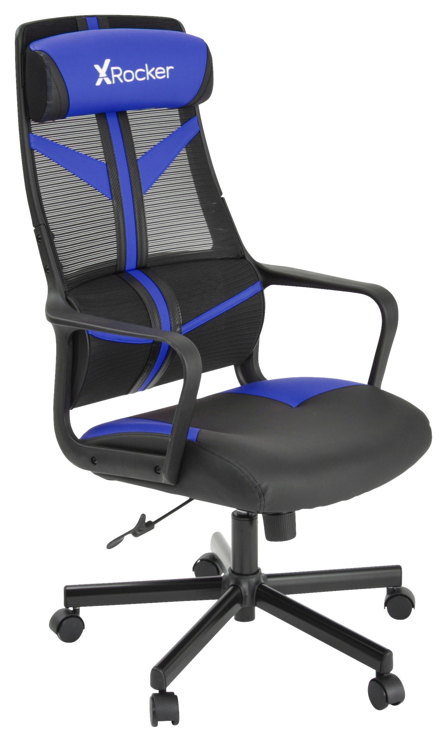Gaming Stuhl Helix mit Kissen Blau/Schwarz - Blau/Schwarz, MODERN, Kunststoff/Textil (68/112,5/72cm) - X Rocker