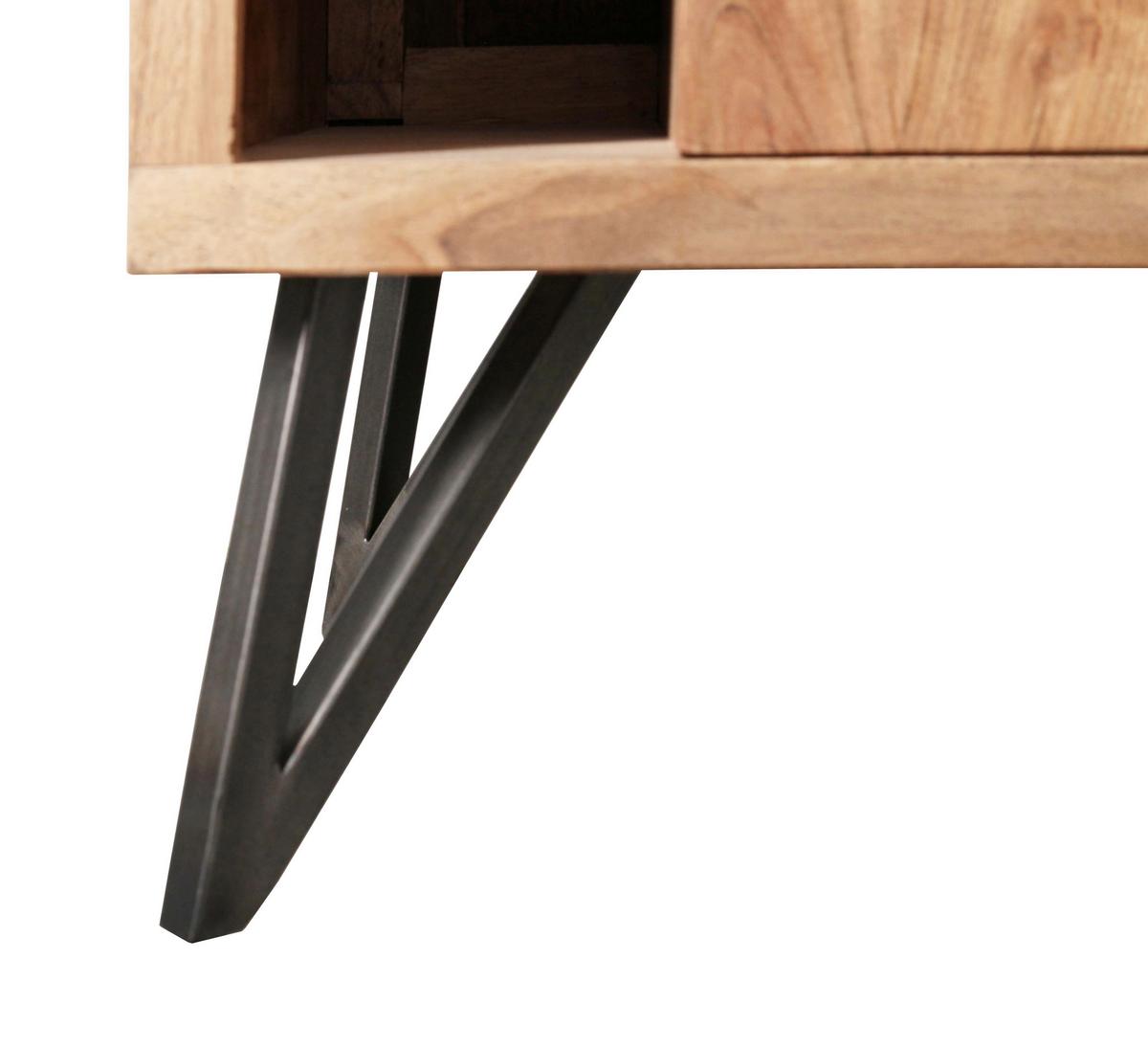 Vitrine Indira Akazie Massiv, B: 72 cm - Schwarz/Akaziefarben, ROMANTIK / LANDHAUS, Holz/Metall (72/195/40cm)
