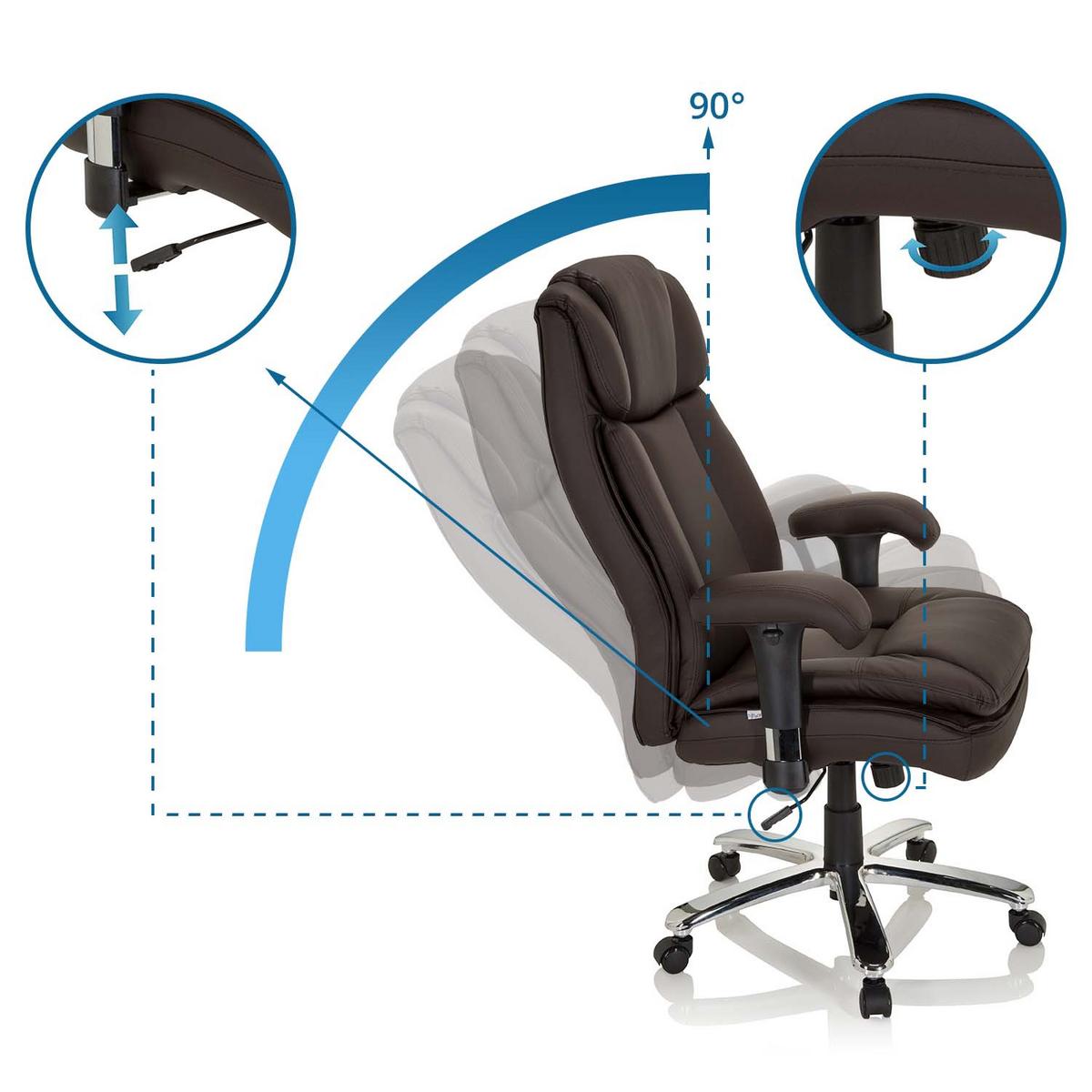Chefsessel Builder Xxl I Dunkelbraun - Dunkelbraun/Silberfarben, MODERN, Kunststoff/Textil (77/123/84cm) - MID.YOU