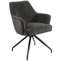 Armlehnstuhl Jeanette Grau Gepolstert, Echtholz Beine - Schwarz/Grau, MODERN, Holz/Textil (57/86/65cm) - MID.YOU