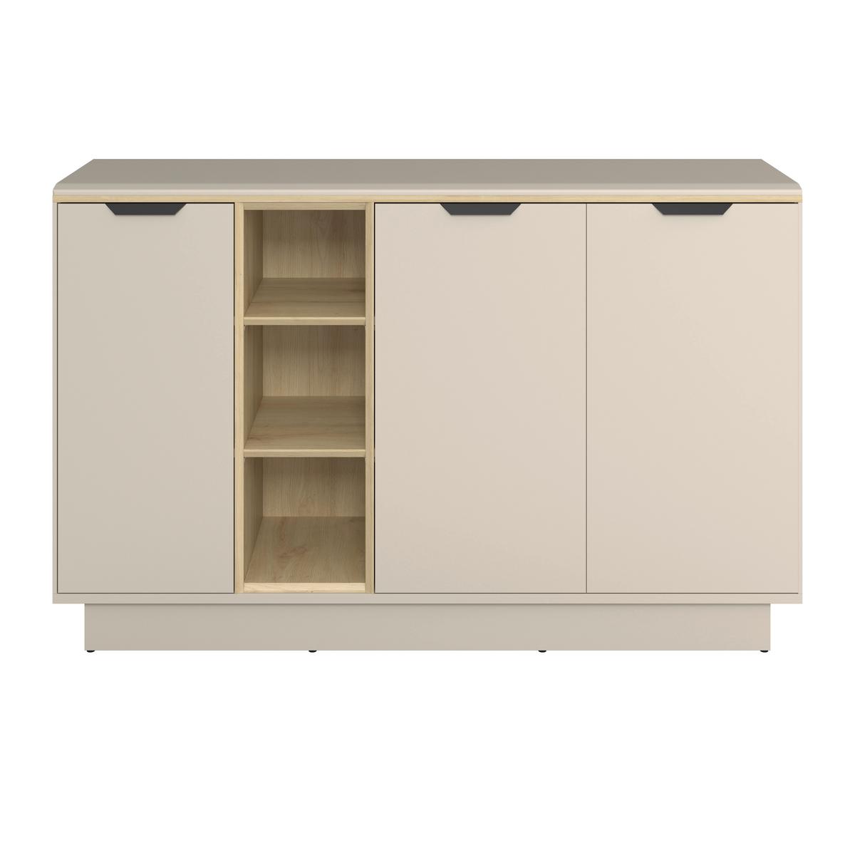 Sideboard Darius Eiche Artisan/Kashmir,B:139cm - Kaschmir/Schwarz, Trend, Holzwerkstoff (138,9/87,4/37cm)