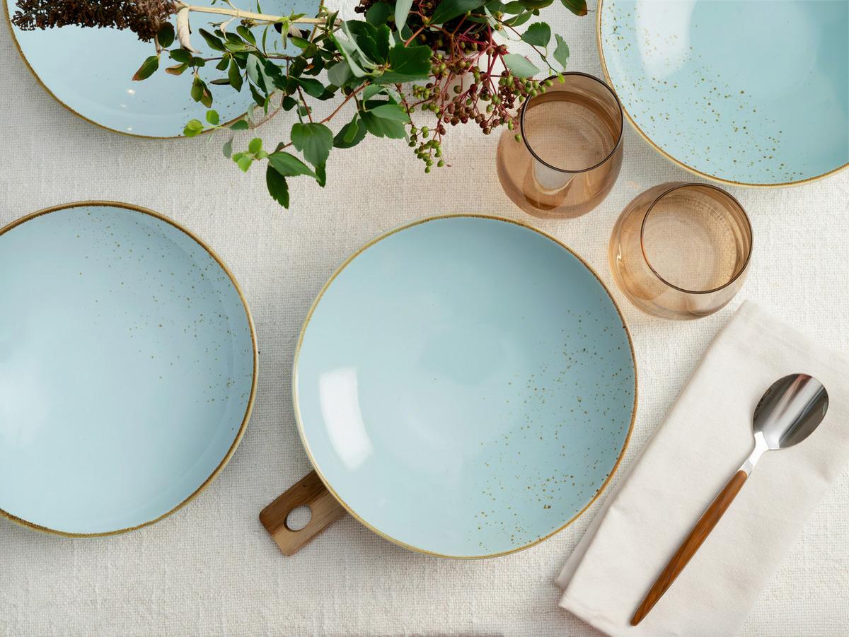 SUPPENTELLERSET 22066 NATURE COLLECTION - Pastellblau, Trend, Keramik (22cm) - Creatable