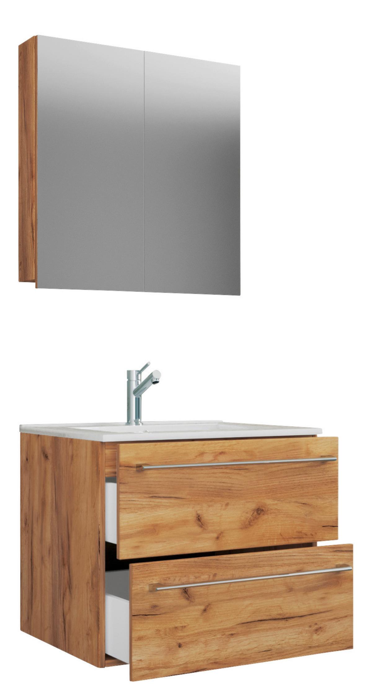 Badezimmer Set 3-Tlg 60 cm Honigeiche - Honigeiche/Weiß, MODERN, Keramik/Holzwerkstoff (60cm) - MID.YOU