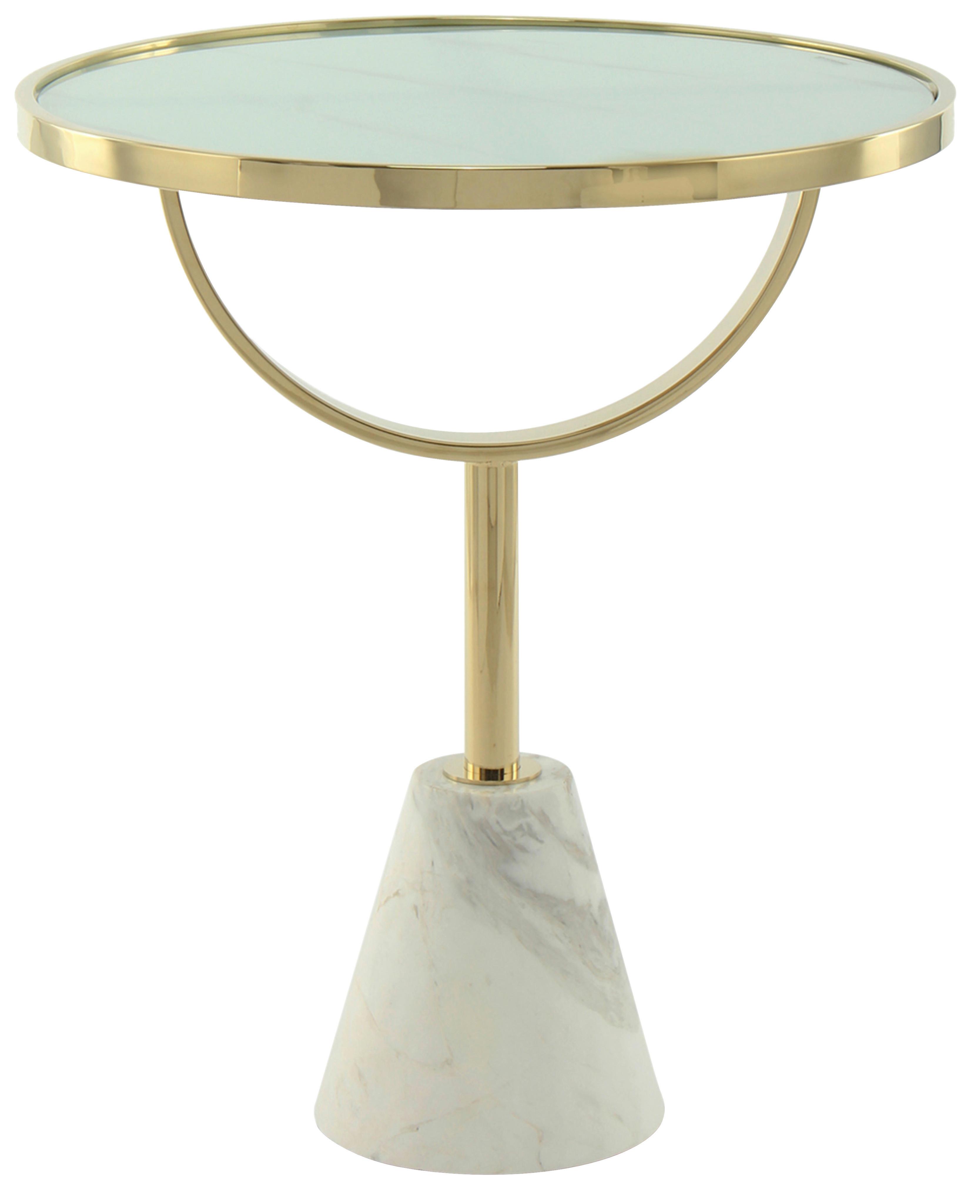 Beistelltisch Rocio 100 Weiss - Design, Glas/Stein (46/54cm) - Kayoom