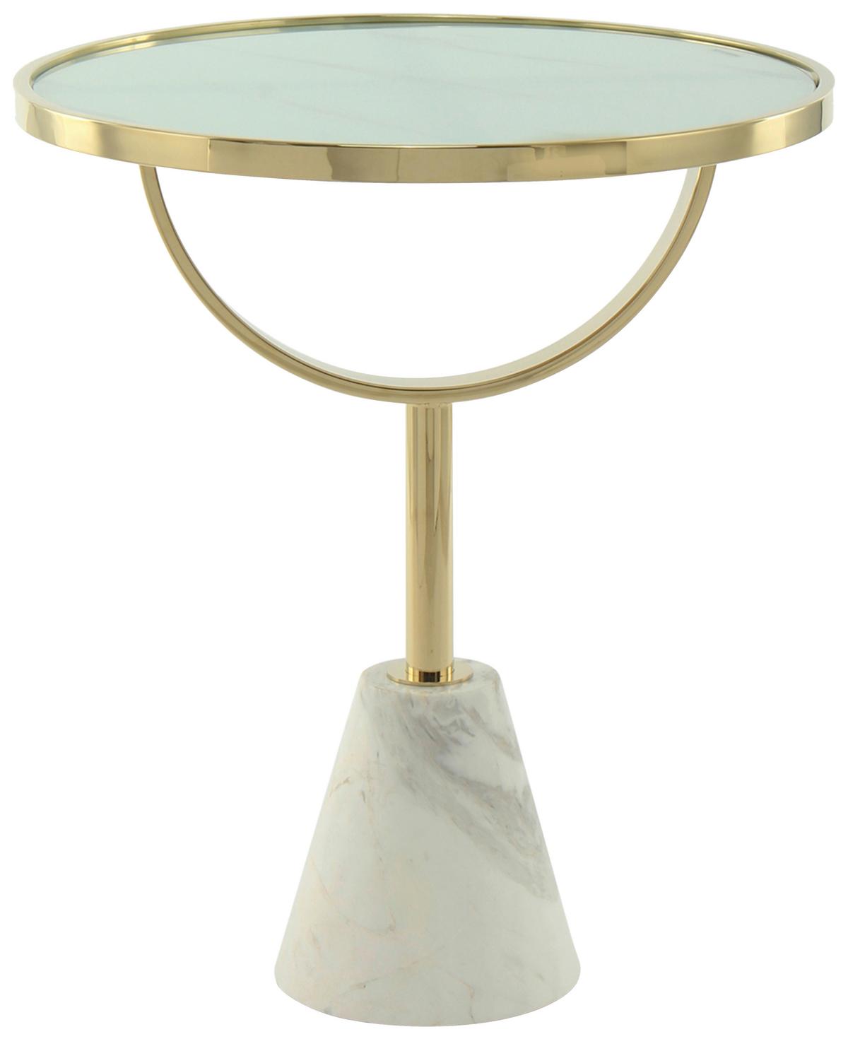 Beistelltisch Rocio 100 Weiss - Design, Glas/Stein (46/54cm) - Kayoom