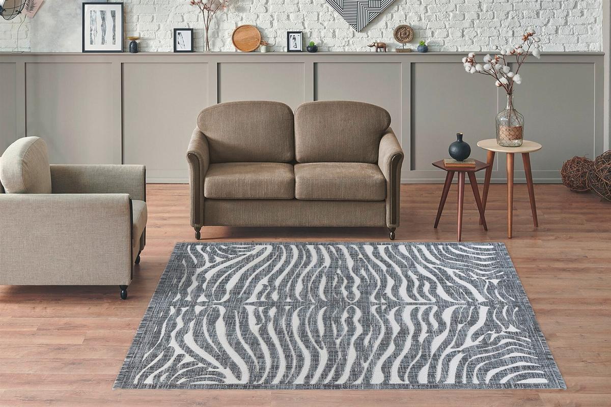 Teppich Grau Sarai 80 cm - Grau, KONVENTIONELL, Textil (80cm) - Kayoom