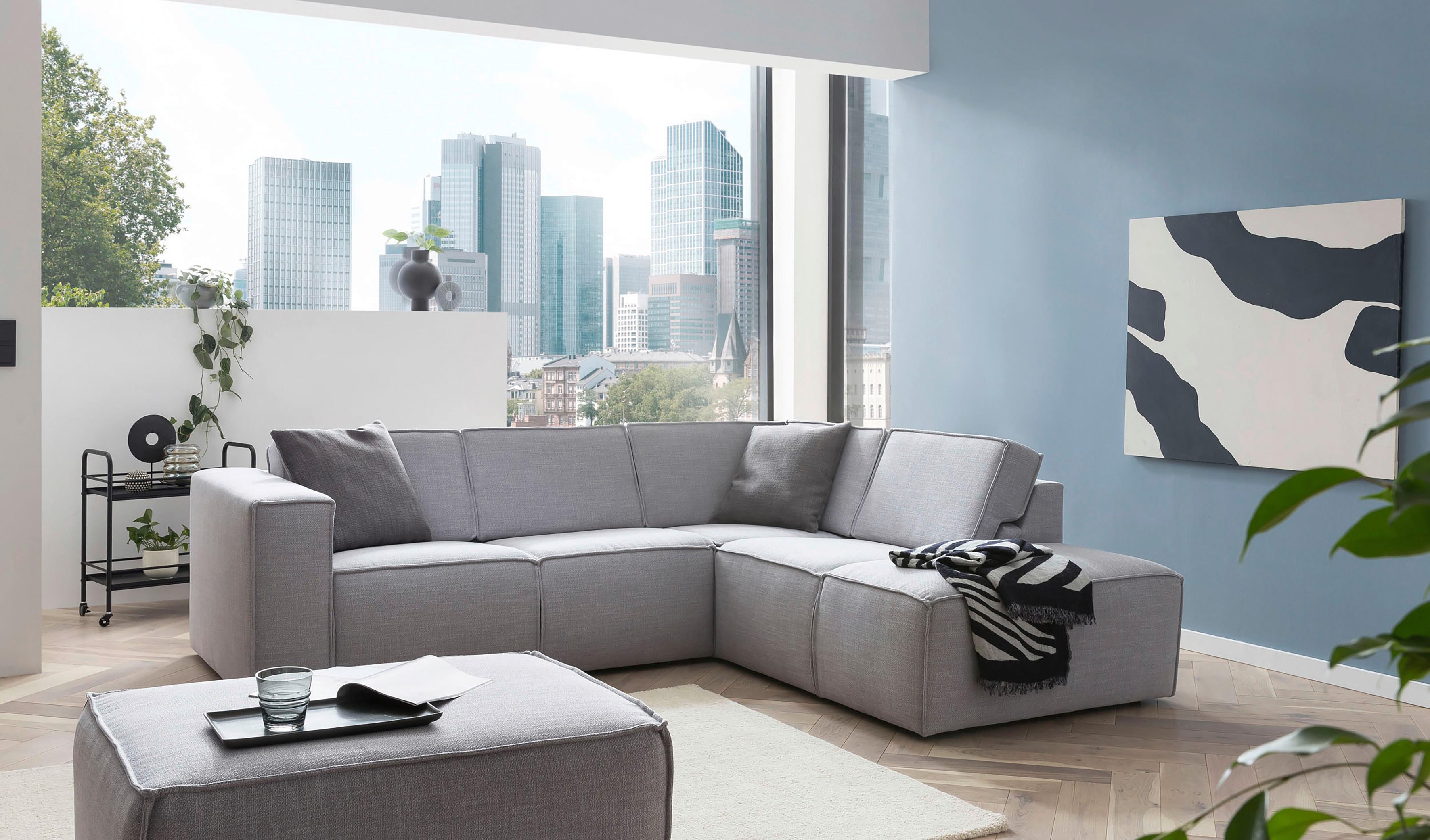 Ecksofa Dice Grau - Schwarz/Grau, MODERN, Textil (255/220cm) - MID.YOU