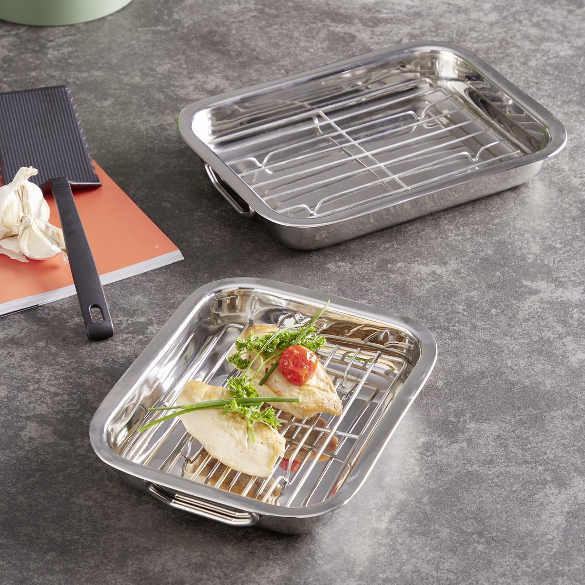 Auflaufform Esha Edelstahl LxBxH: ca. 26x21x4 cm - Edelstahlfarben, KONVENTIONELL, Metall (26/21/4cm) - Luca Bessoni