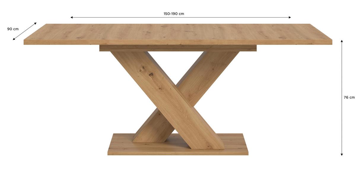 Ausziehtisch Marlon B:150-190 cm, Melamin Dekor Artisan - Eiche Artisan, KONVENTIONELL, Holzwerkstoff (150-190/76/90cm)
