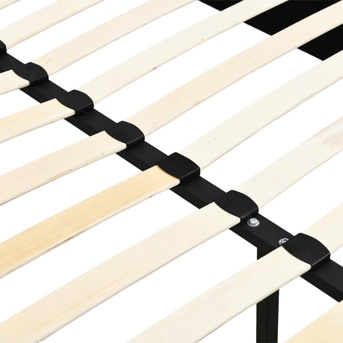 Čalouněná postel EMBRACE 160x200 cm, světle šedá - černá/barvy dubu, Moderní, kov/dřevo (160/200cm) - Bessagi Home