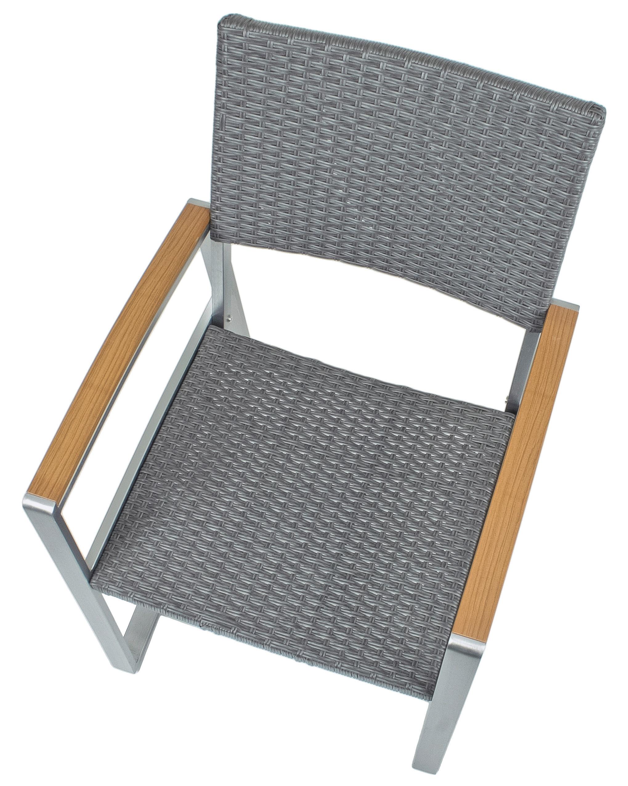 Gartensessel Stapelbar Ava 2er-Set Aluminium/Kunststoff - Hellbraun/Dunkelgrau, Basics, Kunststoff/Metall (56/84/66cm) - Gardenson
