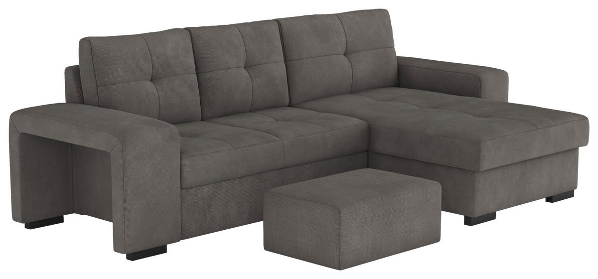 Eckschlafsofa Mattina D. Grau S: 268x156 Cm - Dunkelgrau/Schwarz, MODERN, Textil (268/156cm) - MID.YOU