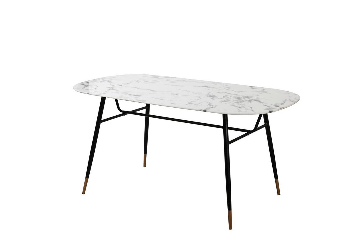 Esstisch Schwarz, Weiß L: 160cm - Schwarz/Weiß, Design, Glas/Metall (160/90/77cm) - Livetastic