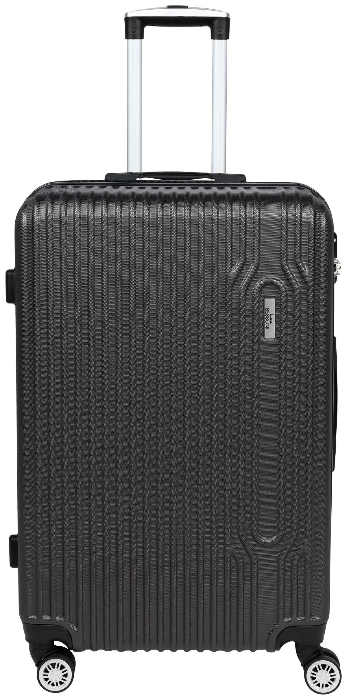 Reisekoffer Palermo 4 Rollen Hartschale, Größe S - Dunkelgrau, Design, Kunststoff/Textil (36/23/55cm) - Luca Bessoni