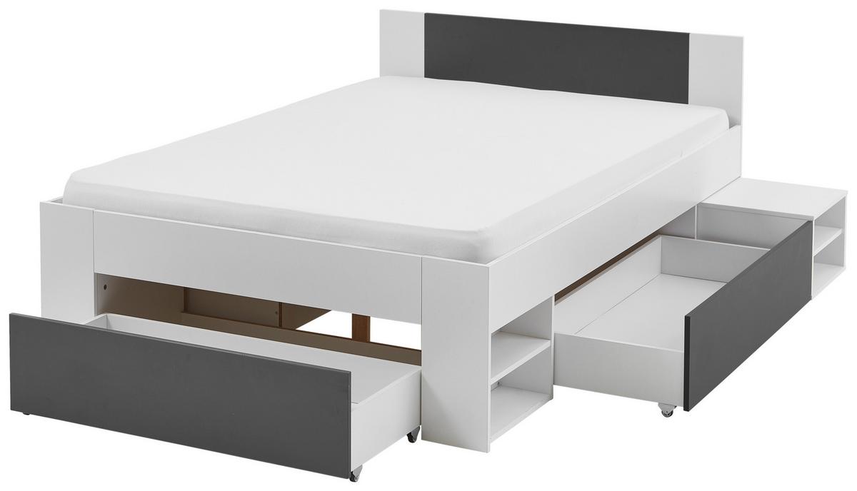 Ágykeret Azurro 120/200 Cm - antracit/fehér, Modern, faalapú anyag (120/200cm)
