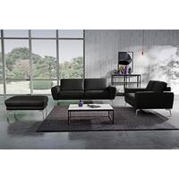 2-Sitzer-Sofa Spring Schwarz Chrom B: 207 cm - Chromfarben/Schwarz, Design, Leder (177/85/92cm) - Livetastic