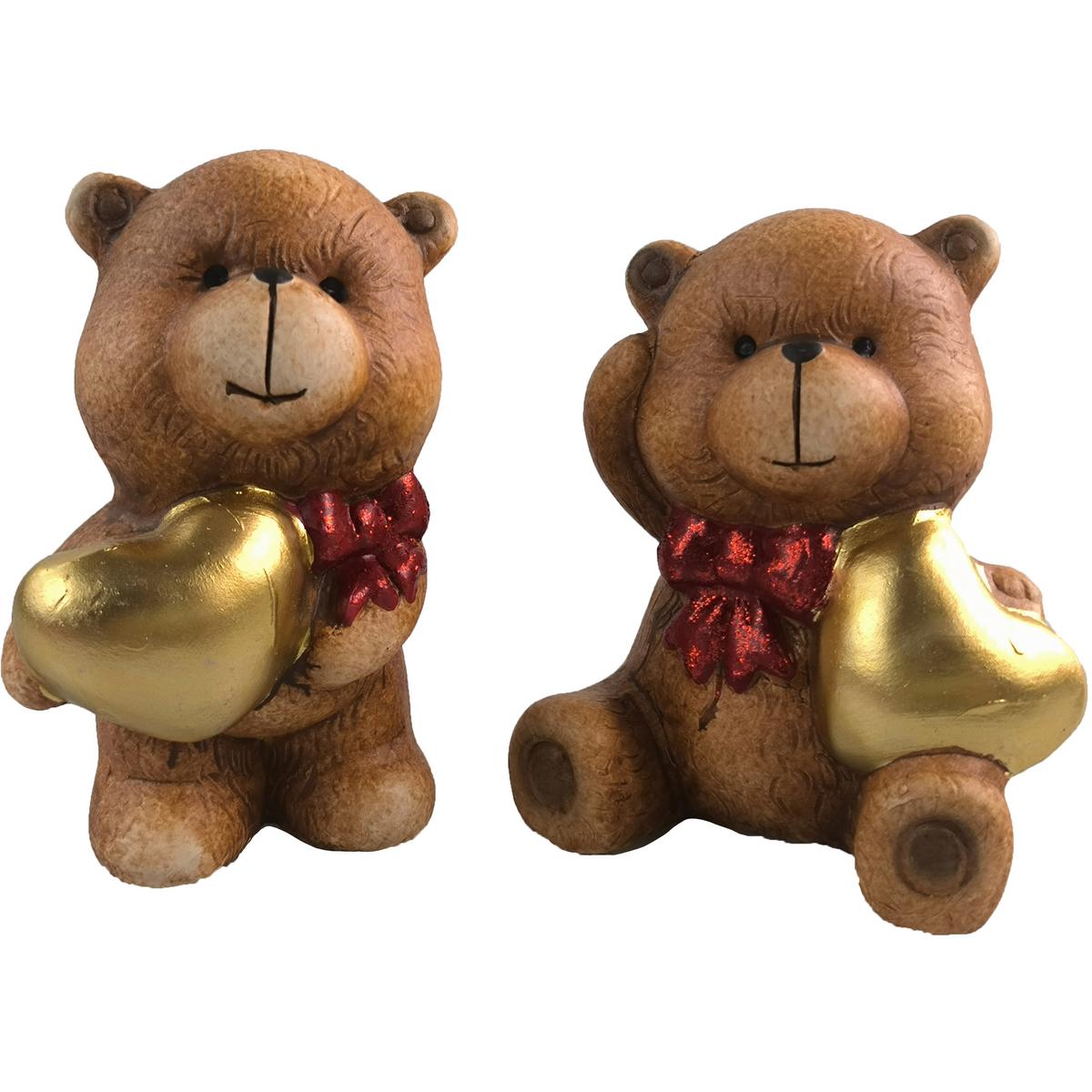 Dekobär Sunni - Rot/Goldfarben, KONVENTIONELL, Keramik (7/7,5/12cm) - Luca Bessoni