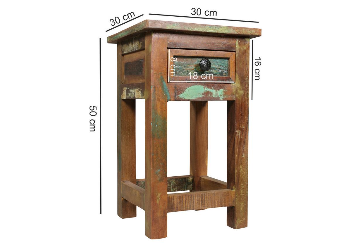 Odkladací stolek KALKUTTA z masivního dřeva - černá/hnědá, Design, kov/dřevo (30/30/50cm) - MID.YOU